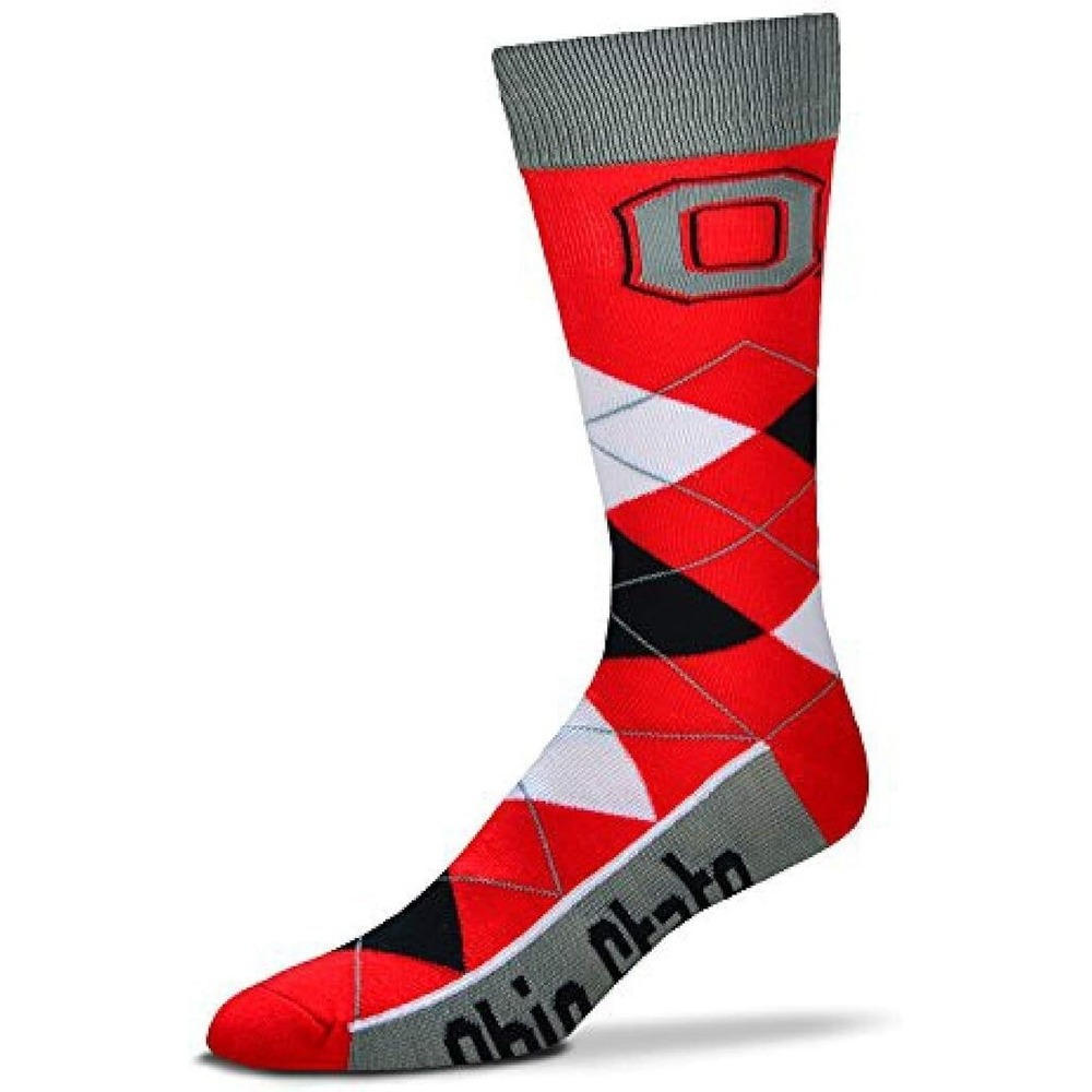 FBF Argyle Line Up Team Socks - Ohio State Buckeyes - Size Large (Men's 10-13)‎